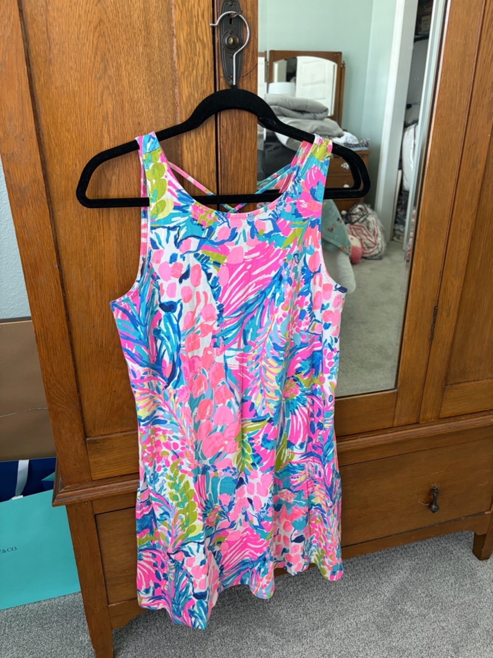 Lilly Pulitzer Dress Size Medium- Bright Tropical Print Dress - Pink Blue Green